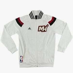 adidas Miami Heat White On Court Jacket sz 14/16 youth used condition
